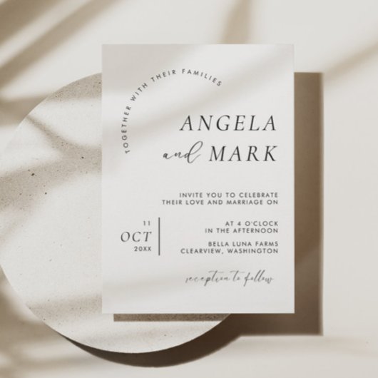 Invitation Moderne minimaliste Mariage noir et blanc