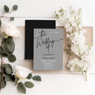 Invitation Moderne minimaliste Mariage noir et gris