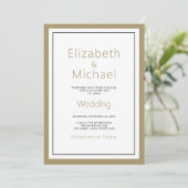 Invitation Moderne minimaliste Mariage noir or (Debout devant)