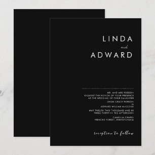 Invitation Moderne minimaliste Mariage noir traditionnel