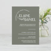 Invitation Moderne minimaliste Mariage photo vert sauge (Debout devant)