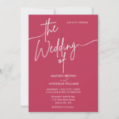 Invitation Moderne minimaliste Mariage rouge Magenta (Devant)