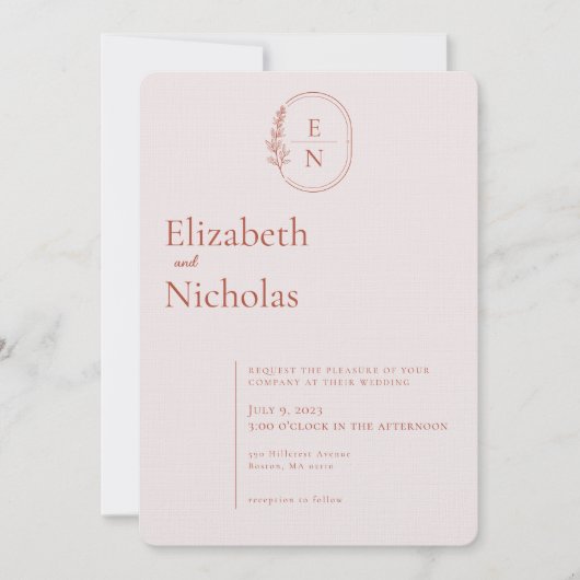 Invitation Moderne Minimaliste | Mariage Terracotta & Blush (Devant)