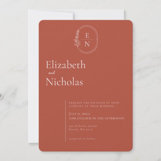 Invitation Moderne Minimaliste | Mariage Terracotta & Blush (Devant)