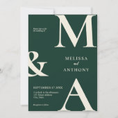 Invitation Moderne minimaliste Mariage vert émeraude (Devant)