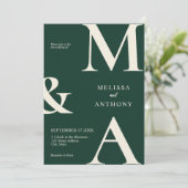 Invitation Moderne minimaliste Mariage vert émeraude (Debout devant)