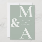 Invitation Moderne minimaliste Mariage vert Sage (Devant)