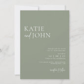 Invitation Moderne minimaliste Mariage vert Sage (Devant)