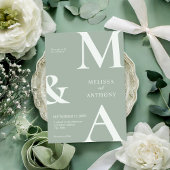 Invitation Moderne minimaliste Mariage vert Sage