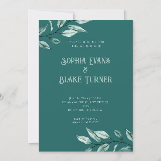 Invitation Moderne minimaliste Mariage vert verdure (Devant)