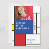 Invitation Moderne minimaliste Mondrian Photo Graduation Part (Devant)