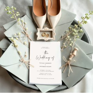 Invitation Moderne minimaliste noir blanc détail QR code mari