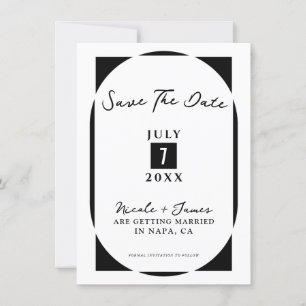 Invitation Moderne Minimaliste Noir & Blanc Économisez la Dat
