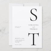 Invitation Moderne minimaliste noir & Ecru Mariage Monogramme (Devant)