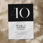 Invitation Moderne minimaliste noir et blanc 40e anniversaire<br><div class="desc">Invitation moderne minimaliste de 40ème anniversaire avec design simple avec élégante typographie chic en noir et blanc.</div>