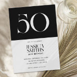 Invitation Moderne minimaliste noir et blanc 50e anniversaire<br><div class="desc">Invitation minimaliste moderne 50ème anniversaire avec design simple avec élégante typographie chic en noir et blanc.</div>