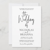 Invitation Moderne minimaliste noir et blanc Mariage classiqu (Devant)