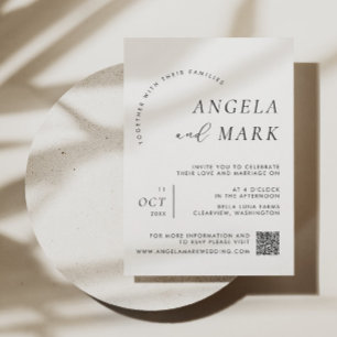 Invitation Moderne minimaliste noir et blanc Mariage de code