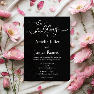 Invitation Moderne minimaliste noir et blanc Mariage simple