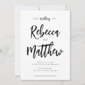 Invitation Moderne minimaliste noir Mariage de script blanc (Devant)