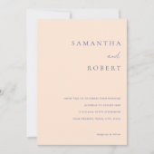 Invitation Moderne minimaliste Peach Mariage bleu (Devant)