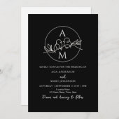 Invitation Moderne minimaliste QR Code Mariage noir (Devant / Derrière)