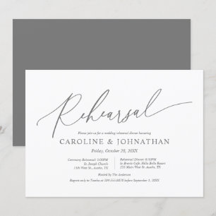 Invitation Moderne minimaliste, répétition Mariage et dîner e