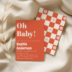 Invitation Moderne Minimaliste Retro Corail Oh Fête Prénatale