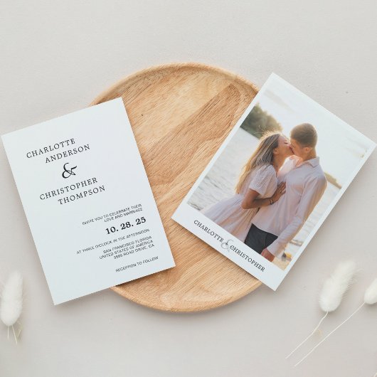 Invitation Moderne minimaliste romantique Simple Mariage