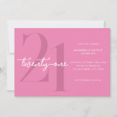 Invitation Moderne minimaliste rose 21e anniversaire (Devant)