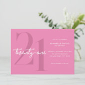 Invitation Moderne minimaliste rose 21e anniversaire (Debout devant)
