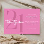 Invitation Moderne minimaliste rose 21e anniversaire<br><div class="desc">Invitation moderne minimaliste de 21e anniversaire avec design simple avec typographie chic et script élégant.</div>