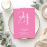 Invitation Moderne minimaliste rose 21e anniversaire<br><div class="desc">Invitation moderne minimaliste de 21e anniversaire avec design simple avec typographie chic et script élégant.</div>