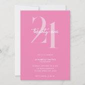 Invitation Moderne minimaliste rose 21e anniversaire (Devant)