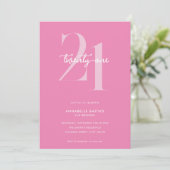 Invitation Moderne minimaliste rose 21e anniversaire (Debout devant)