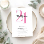 Invitation Moderne minimaliste rose blanc 21e anniversaire<br><div class="desc">Invitation moderne minimaliste de 21e anniversaire avec design simple avec typographie chic et script élégant.</div>