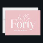 Invitation Moderne minimaliste rose girly simple 40e annivers<br><div class="desc">Typographie minimaliste moderne simple poupée rose et blanc invitation à 40ème anniversaire. Une collection contemporaine.</div>