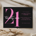 Invitation Moderne minimaliste rose noire 21e anniversaire<br><div class="desc">Invitation moderne minimaliste de 21e anniversaire avec design simple avec typographie chic et script élégant.</div>