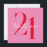 Invitation Moderne minimaliste rose rouge 21e anniversaire<br><div class="desc">Invitation de 21e anniversaire minimaliste moderne carré avec design simple avec typographie chic et script élégant.</div>