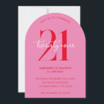 Invitation Moderne minimaliste rose rouge 21e anniversaire<br><div class="desc">Invitation moderne minimaliste de 21e anniversaire avec design simple avec typographie chic et script élégant.</div>