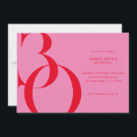 Invitation Moderne minimaliste rose rouge 30e anniversaire<br><div class="desc">Invitation moderne minimaliste de 30ème anniversaire avec design simple avec typographie chic et script élégant.</div>