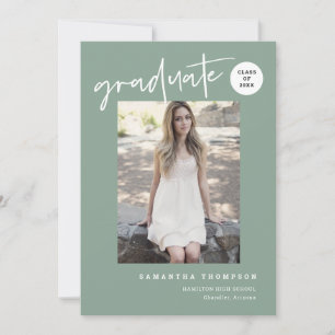 Invitation Moderne minimaliste Sage Green School Grad Party p
