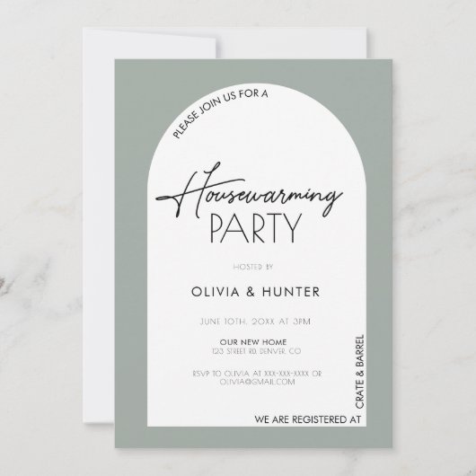 Invitation Moderne minimaliste Sage Vert Accueil (Devant)
