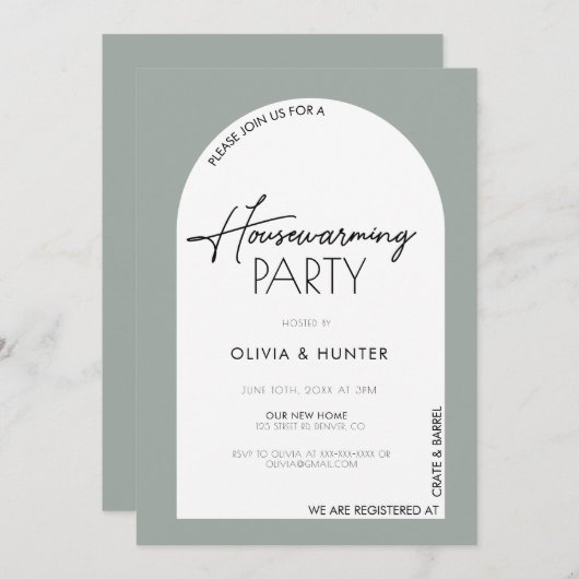 Invitation Moderne minimaliste Sage Vert Accueil (Devant / Derrière)