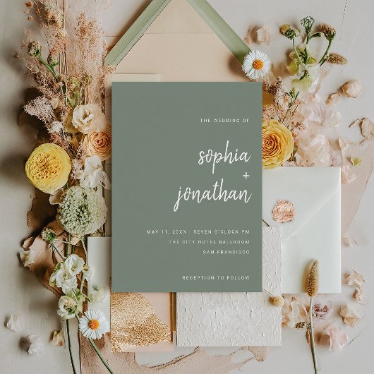 Invitation Moderne minimaliste Sage Vert | MARIAGE