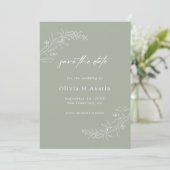 Invitation Moderne minimaliste Sage Vert Mariage Enregistrer (Debout devant)