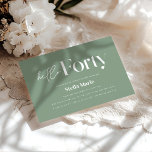 Invitation Moderne minimaliste sauge vert simple 40e annivers<br><div class="desc">Typographie minimaliste moderne simple sauge vert et blanc 40e anniversaire invitation. Une collection contemporaine.</div>