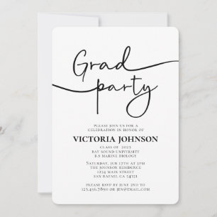 Invitation Moderne minimaliste Script Graduation 2023 Party