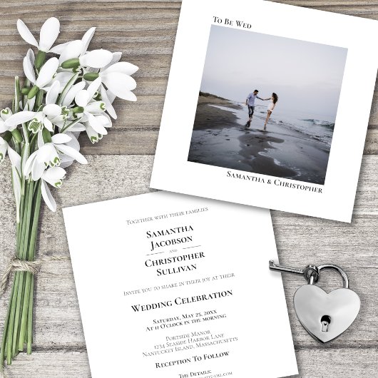 Invitation Moderne minimaliste simple Carré Mariage photo