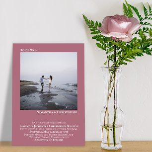 Invitation Moderne minimaliste Simple Dusty Rose Mariage phot